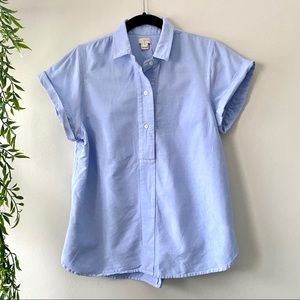 3/$22 J. Crew Blue Cotton half Button-up shirt M